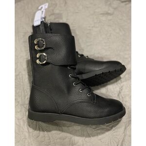 Aerosoles Black Moto Combat Buckle Women’s Boots 11 Wide Width New